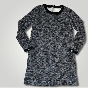 MADEWELL 100% COTTON SWEATSHIRT DRESS LONG SLEEVE - BLACK WHITE - S